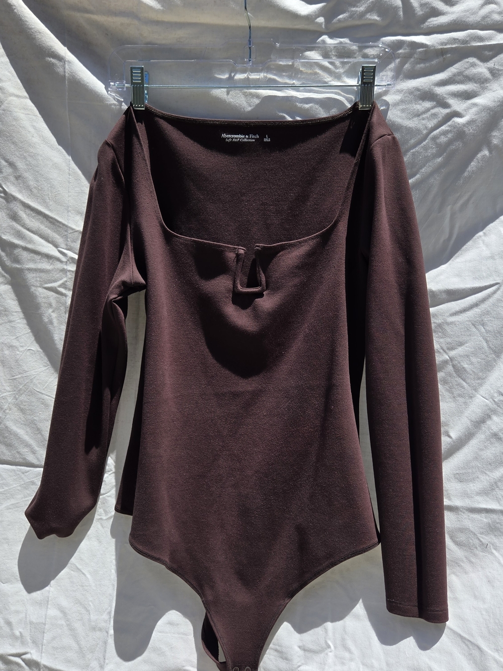 Abercrombie & Fitch Women's Dark Chocolate Long-Sleeve Bodysuit